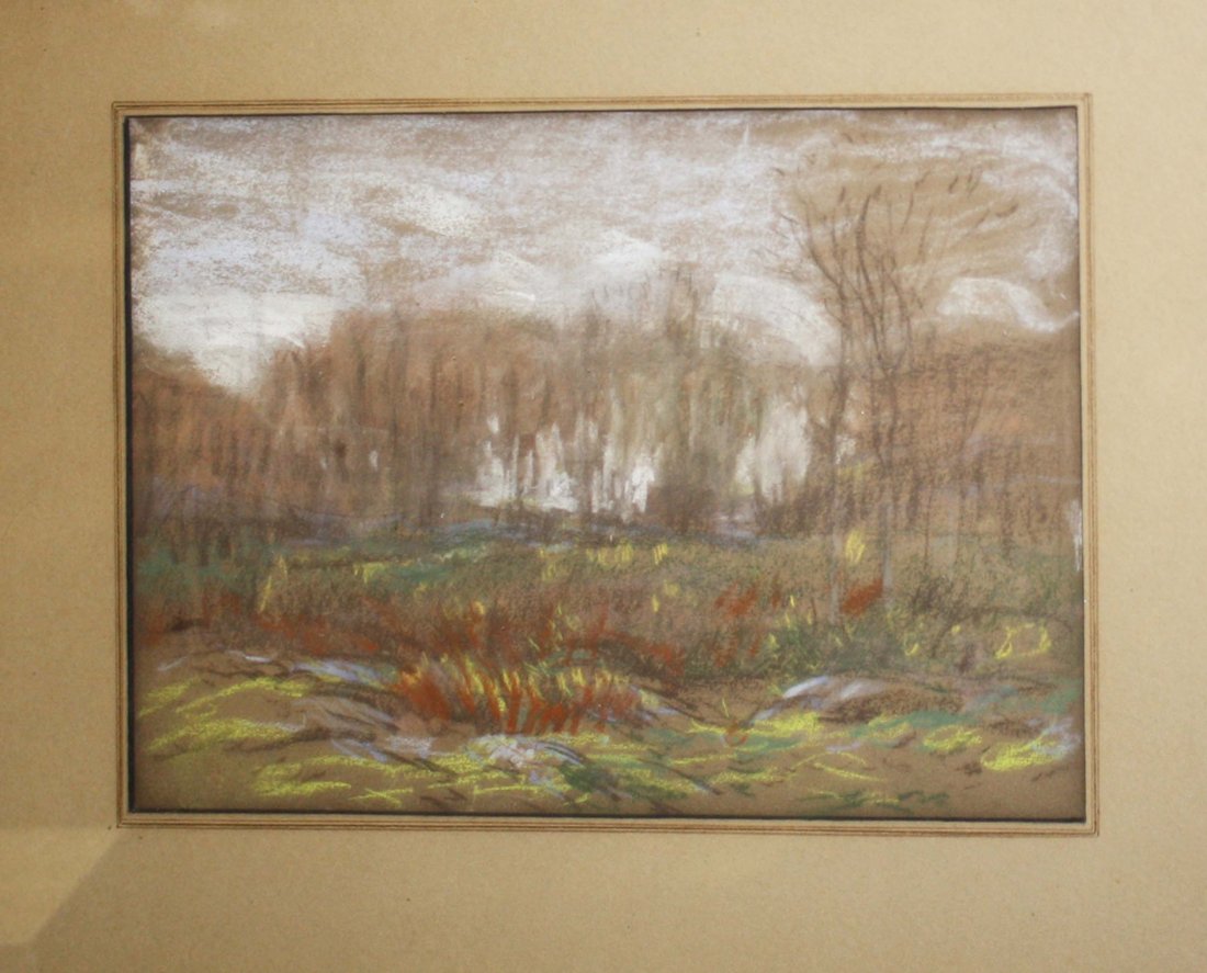 Attr Dwight Tryon (American 1849-1925) pastel landscape: Attr Dwight Tryon (American 1849-1925) pastel landscape 6 x 9.5"