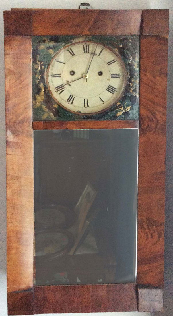 Leonard W. Noyes New Hampshire mirror door clock, brass (1 of 1)