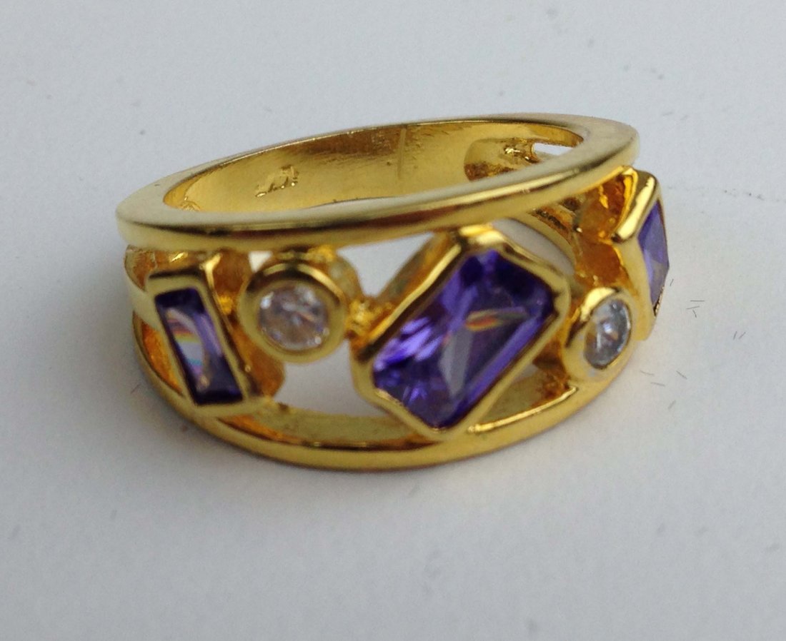 14k y.g. modern cocktail ring having 2 .1 ct modern (1 of 1)