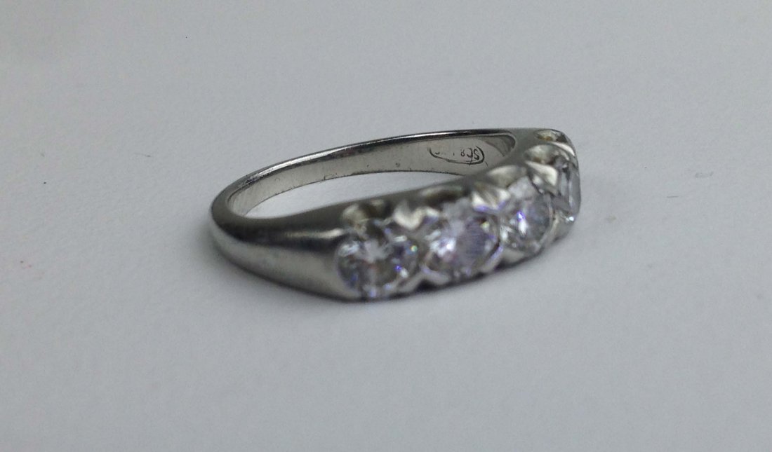 Fine ladies platinum wedding band having 5 Old European (1 of 1)