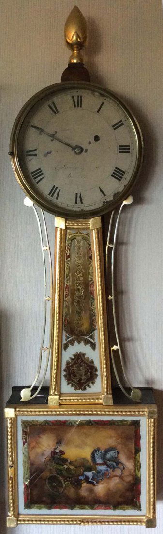 Sawin and Dyer Boston presentation banjo clock, 8 day (1 of 3)