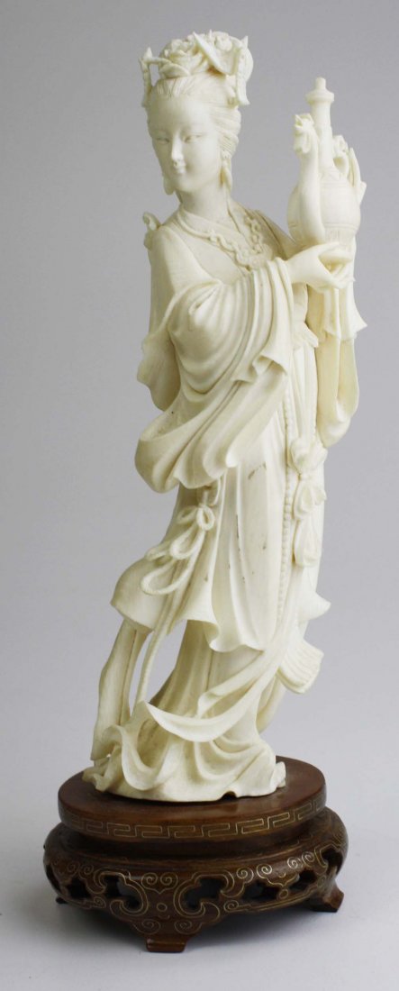 mid to late 20th c Chinese ivory statue of a beautiful (1 of 3)