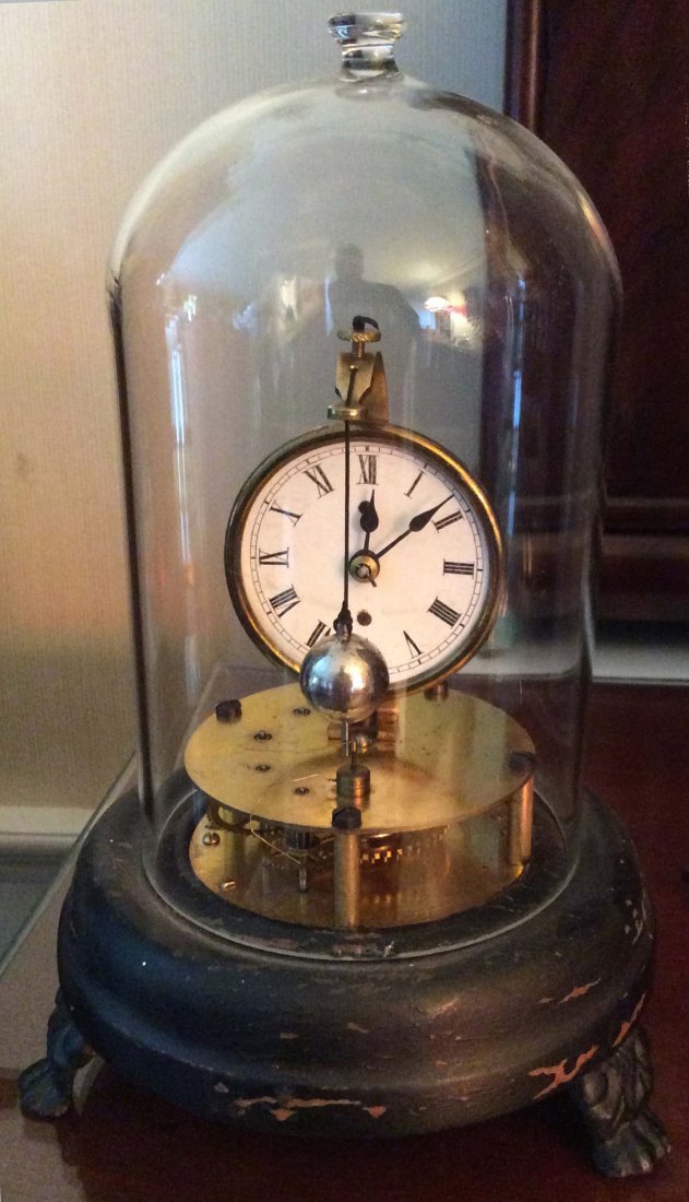 Briggs Rotary Clock under glass dome, round brass (1 of 1)