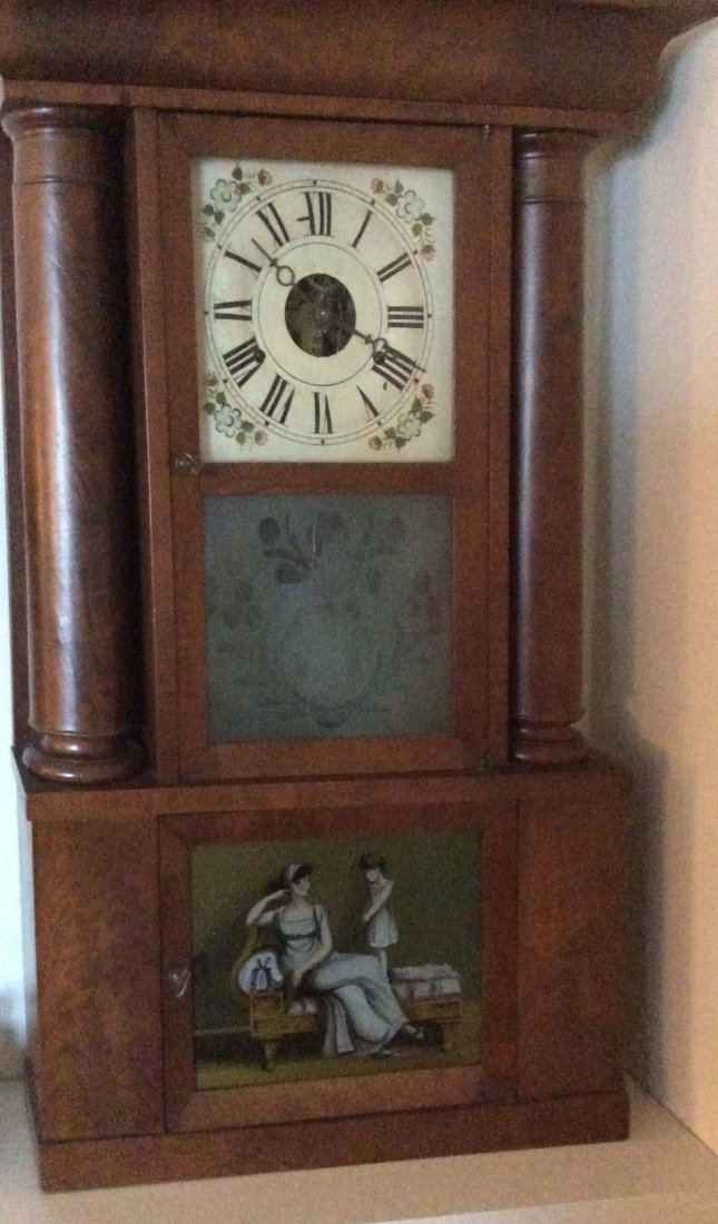 Large Empire mahogany double decker clock, heavy (1 of 1)