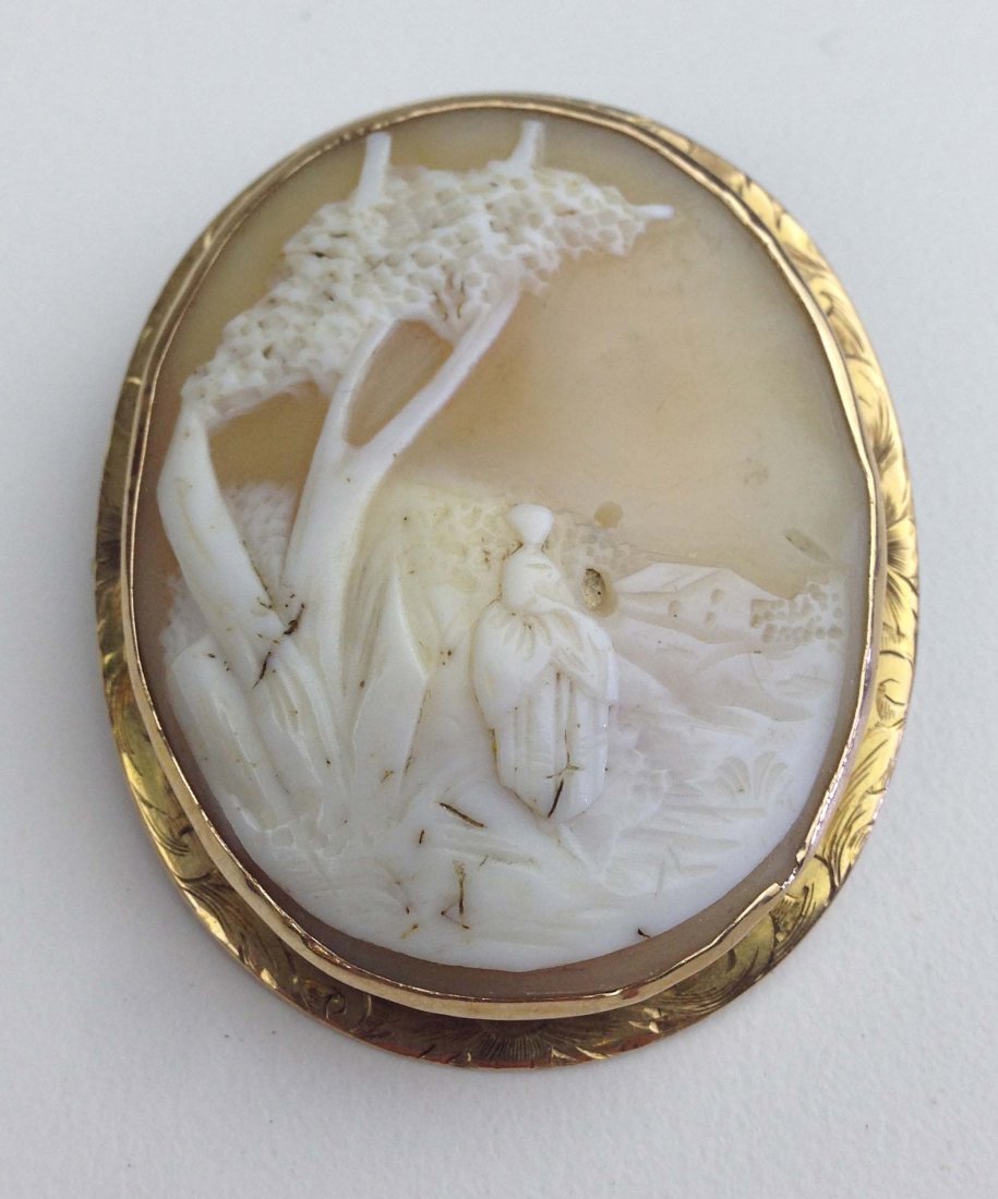 19th c Victorian oval gold cameo brooch/ pendant having (1 of 1)