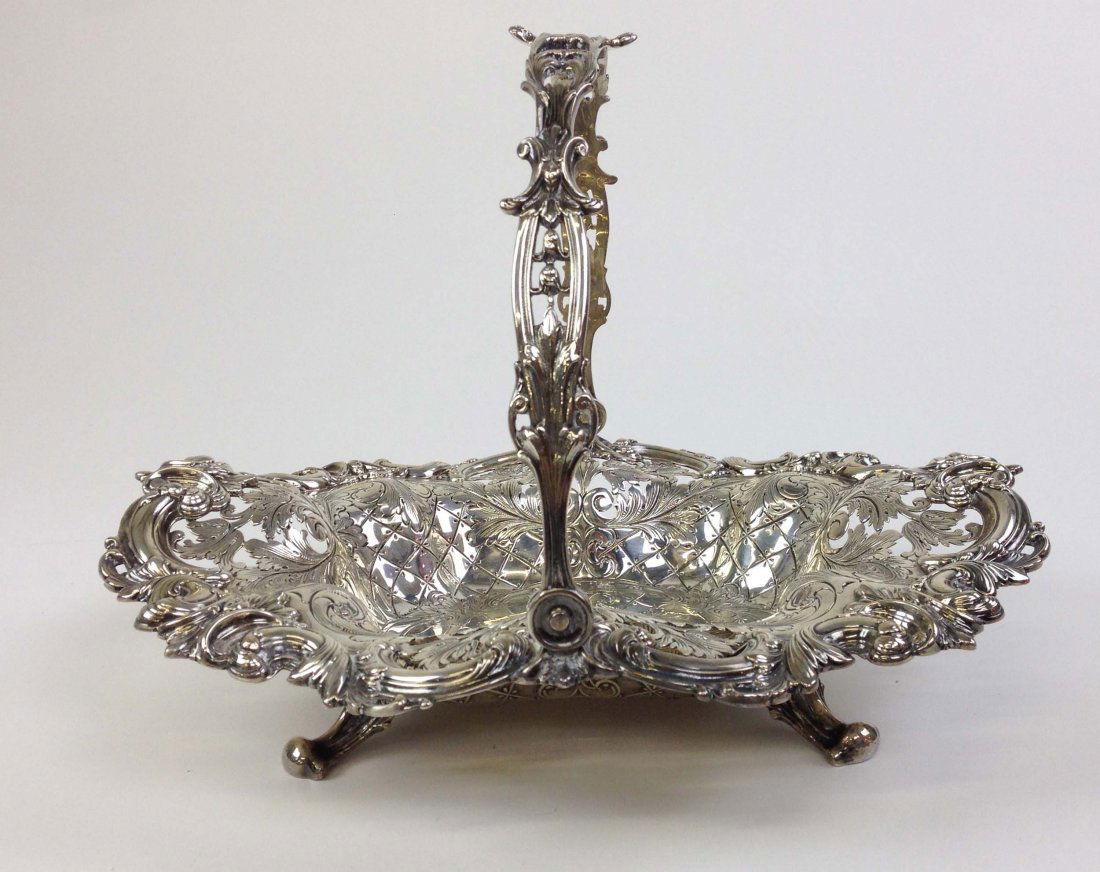 Tiffany sterling silver reticulated basket, length (1 of 8)