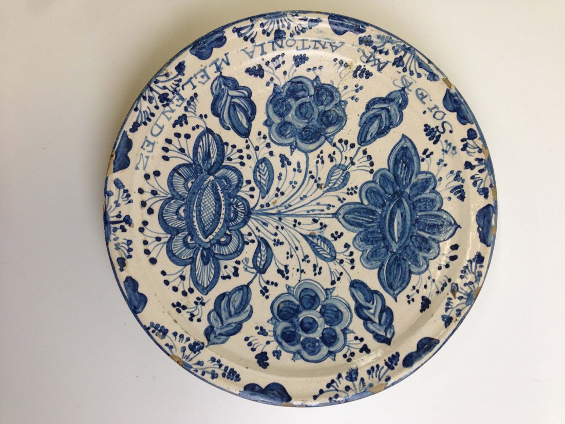 Spanish ceramic charger  w/ floral design attributed (1 of 2)