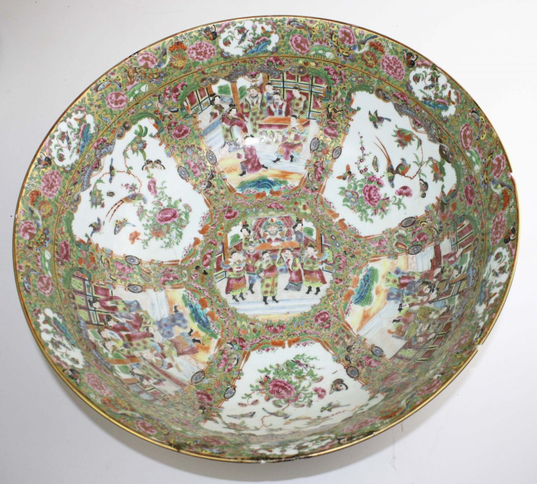Monumental Chinese Rose Mandarin 19th c punch (1 of 3)