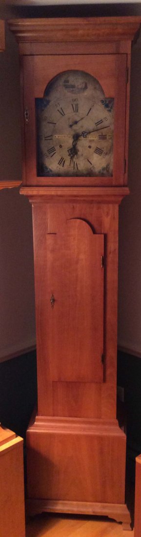 Grandfather clock, antique painted dial signed R. (1 of 2)