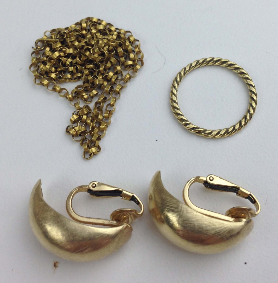 14k y.g. earrings, robe twist ring, and unmarked y.g. (1 of 1)