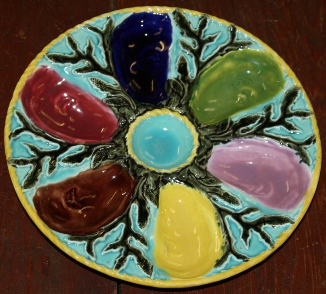 English Majolica multi-colored  nautical themed oyster (1 of 1)