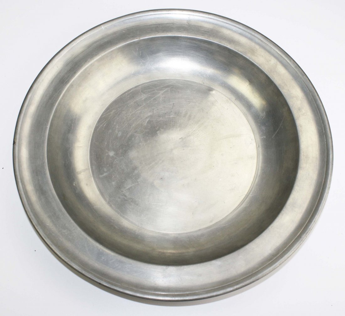 Samuel Danforth (Hartford, CT) signed pewter basin, dia (1 of 3)