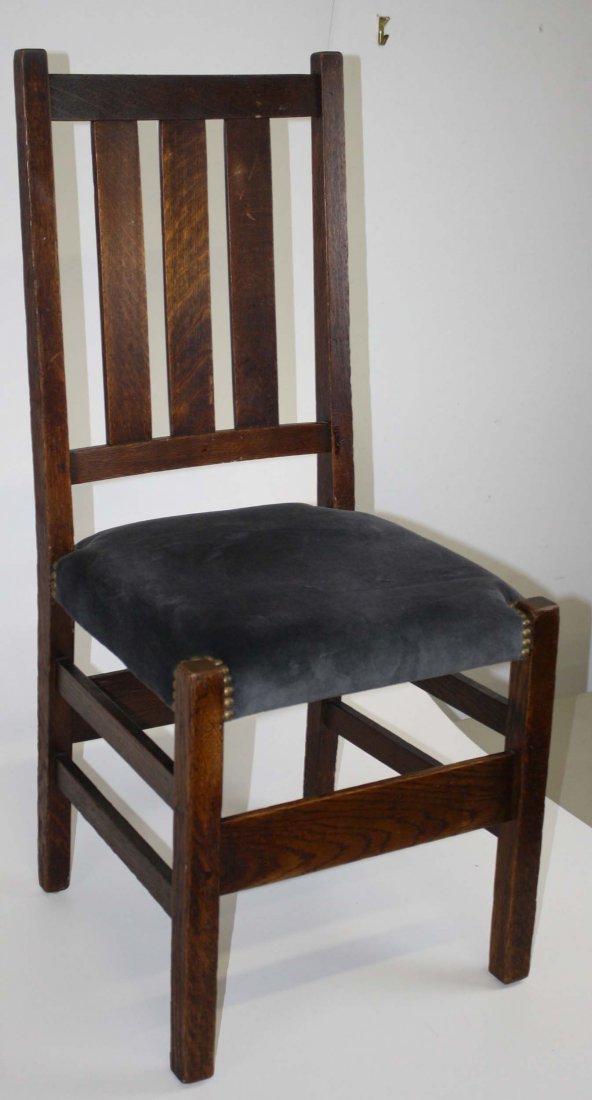 Stickley signed chair in original finish, red clamp (1 of 1)