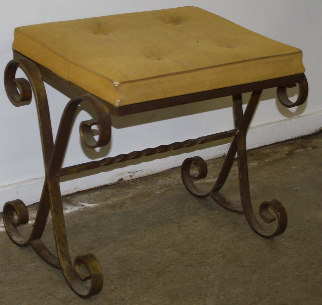 Mid-Century Modern Italian gilt wrought steel stool w/ (1 of 1)
