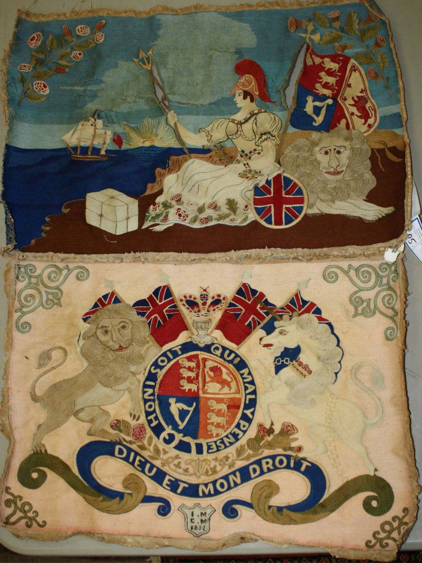 Two Crewel work patriotic British Empire pieces 16 x (1 of 1)