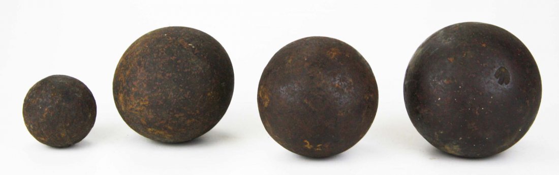 4 Revolutionary War era cannon balls- probably Lake: 4 Revolutionary War era cannon balls- probably Lake Champlain- British broad arrow mark 5â€ dia, marked â€œ12â€ 4.5â€ dia, unmarked 4.5â€ dia, & unmarked 2.5â€ dia