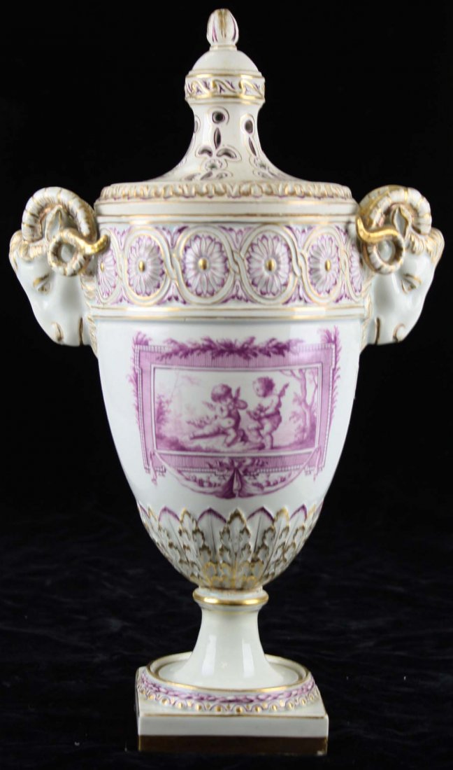 18th c. Continental  soft paste porcelain garniture urn (1 of 5)