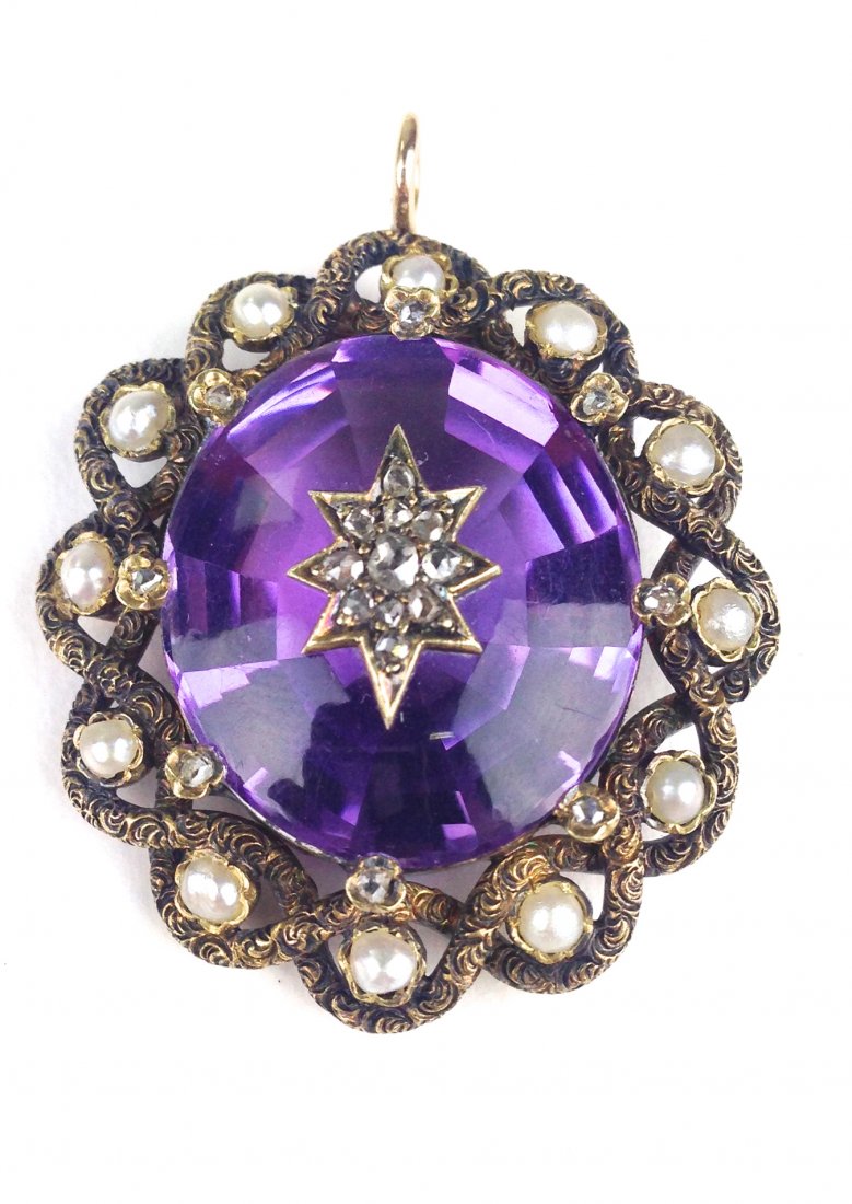 Antique mid 19th c Victorian oval pendant having oval (1 of 3)