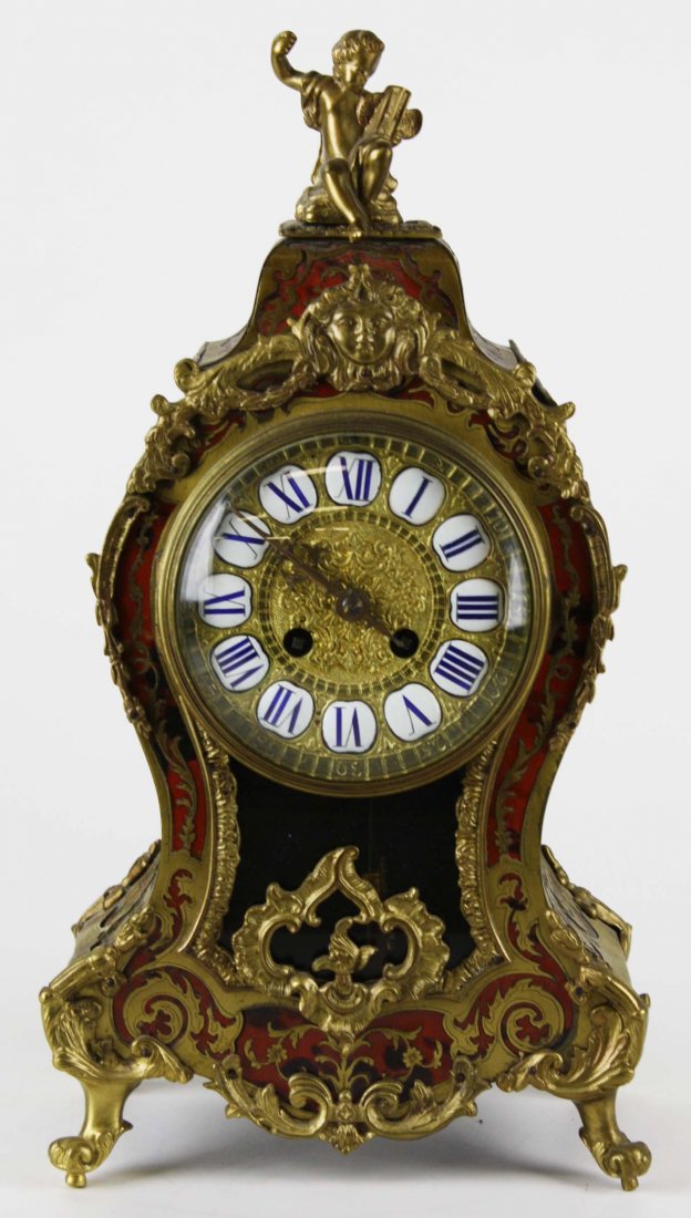 late 19th c Boulle shelf clock, ht  16” (1 of 5)