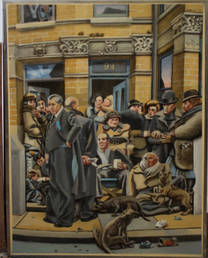 John H. Howard (American 1940-) Huddled Masses acrylic (1 of 2)