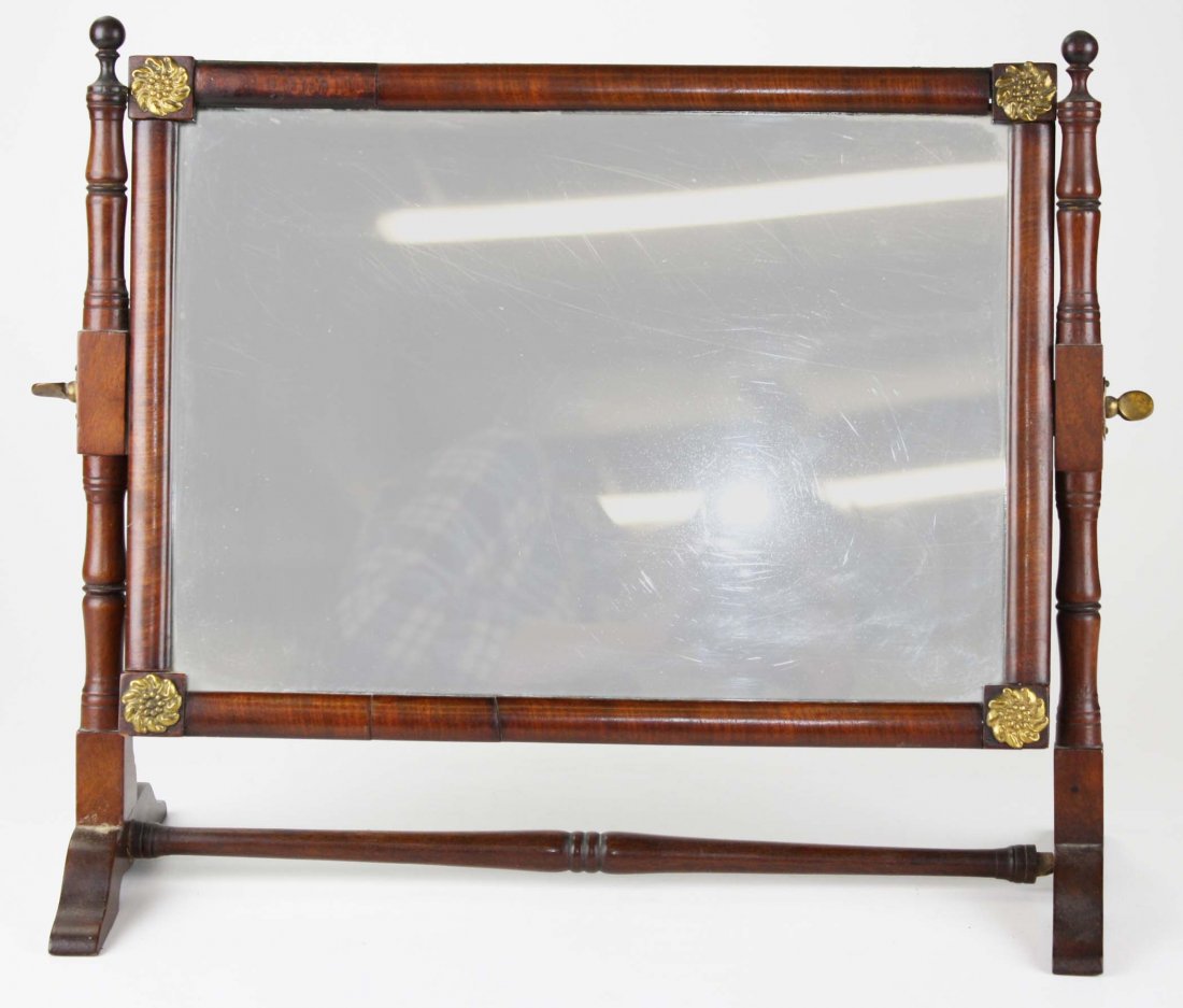 19th c delicately framed shaving mirror stand, ht 14.5” (1 of 4)
