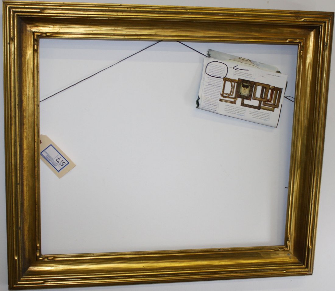 Newcomb Macklin frame 24 x 20" interior opening 30 x: Newcomb Macklin frame 24 x 20" interior opening 30 x 26" overall width overall good shape with minor wear comensurate with age retaining original paper label