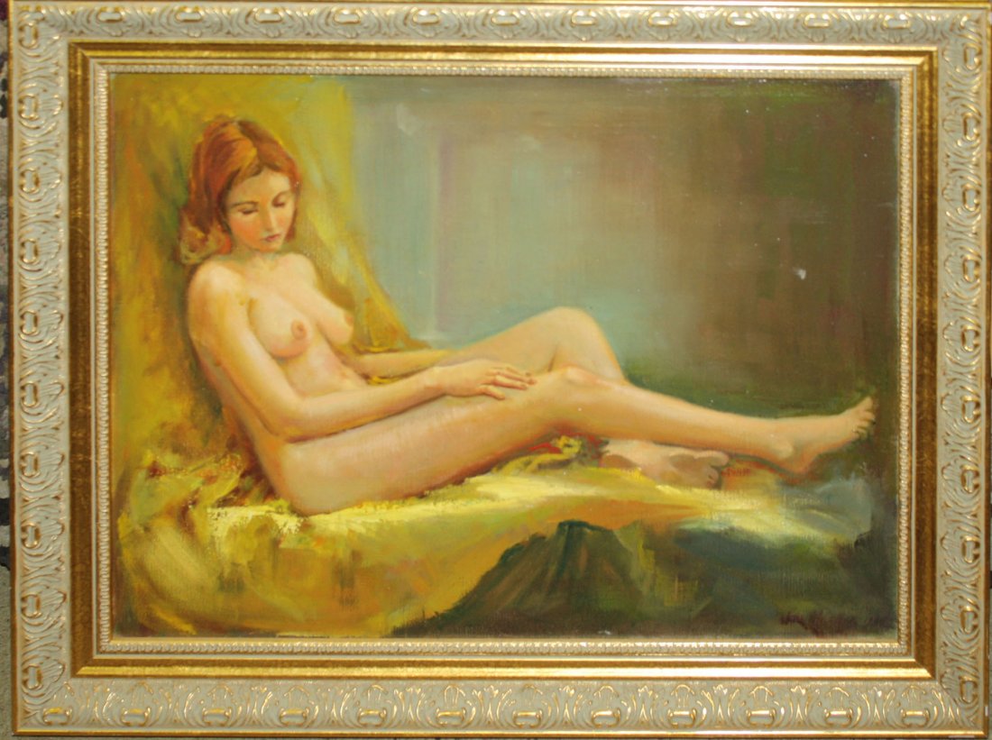 Joseph Mueller (American 1924-2007) Reclining Nude o/c: Joseph Mueller (American 1924-2007) Reclining Nude o/c 16 x 20"