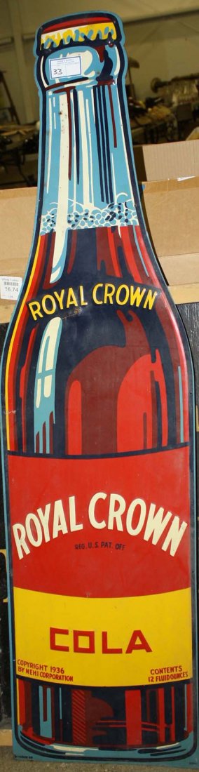 Tin embossed sign "Royal Crown" multi color in soda (1 of 3)