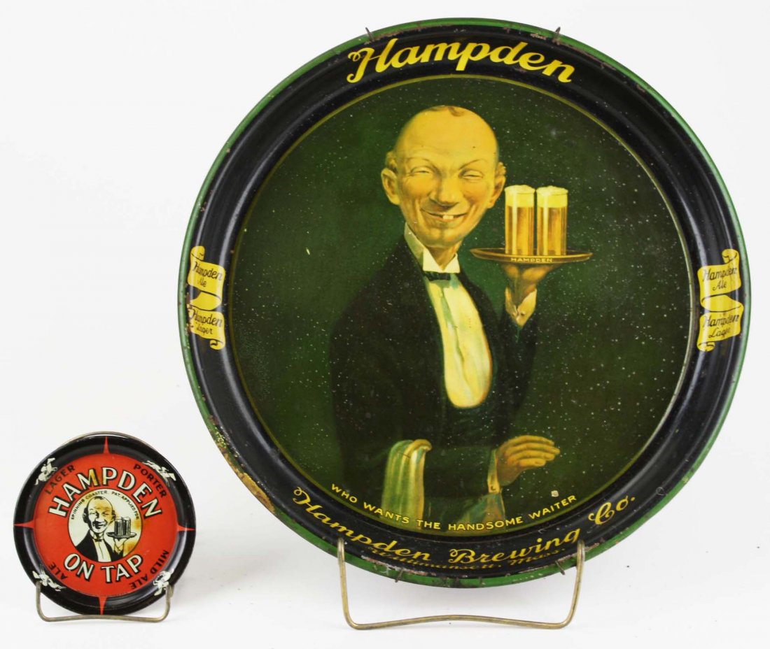 Hampden Brewing Co tin litho tray & tip tray, dia 3”, (1 of 4)