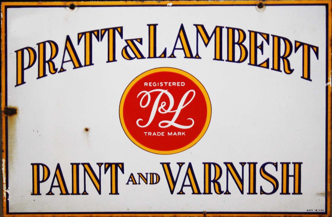 Porcelain enamel sign "Pratt & Lambert Paint and (1 of 4)