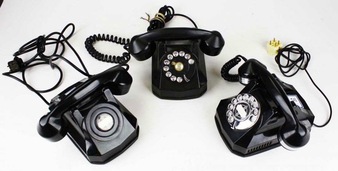 Two Monophone black thermoplastic case 1940's rotary (1 of 3)