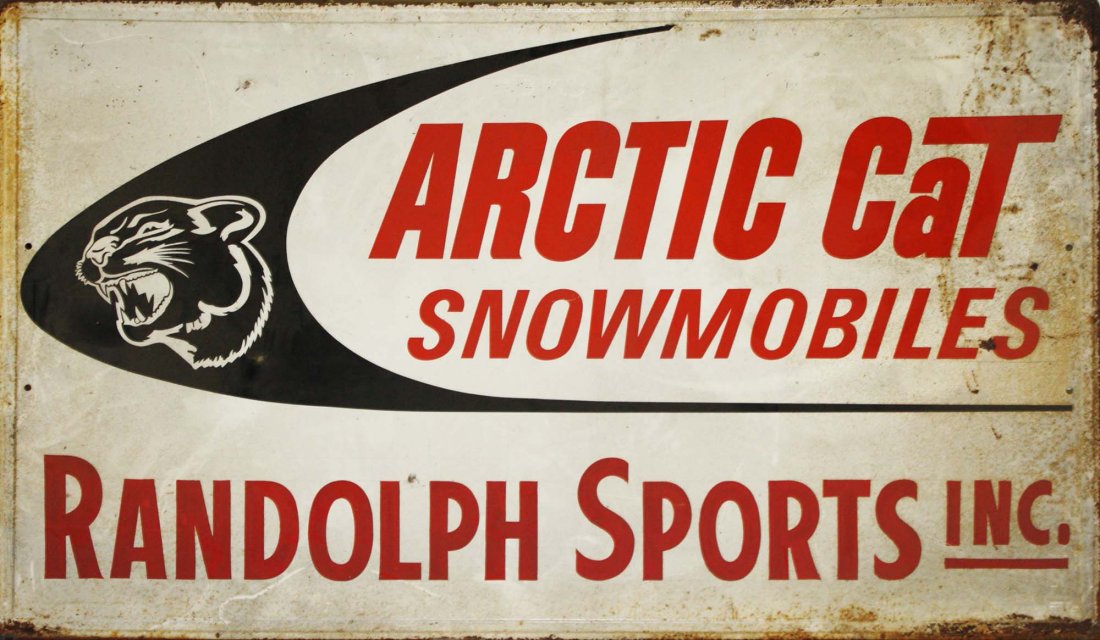 Mid 20th c Advertising sign "Arctic Cat Snowmobiles" (1 of 4)