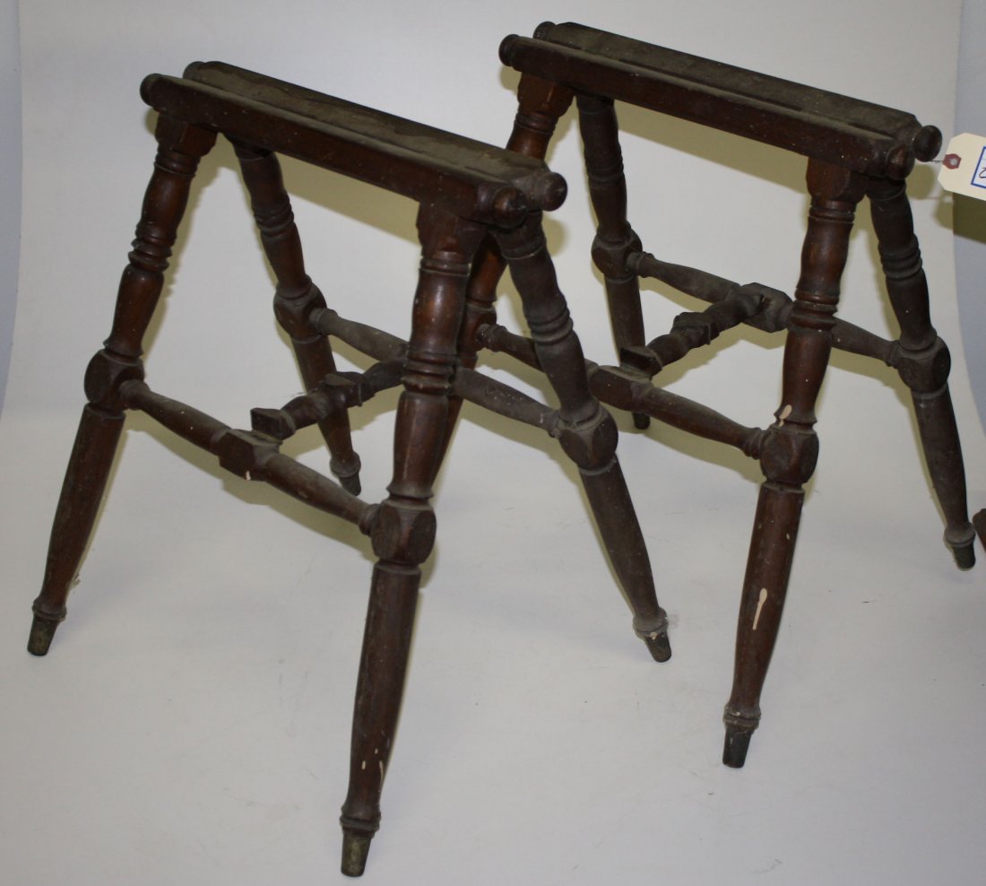 pair of 19th c turned coffin stands 22" high: pair of 19th c turned coffin stands 22" high