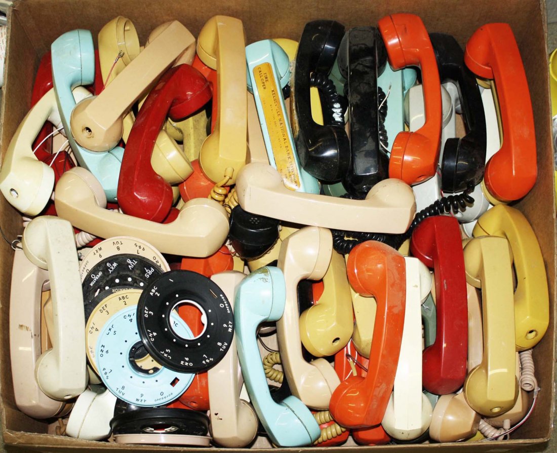 Large lot of multi-colored vintage plastic telephone (1 of 1)