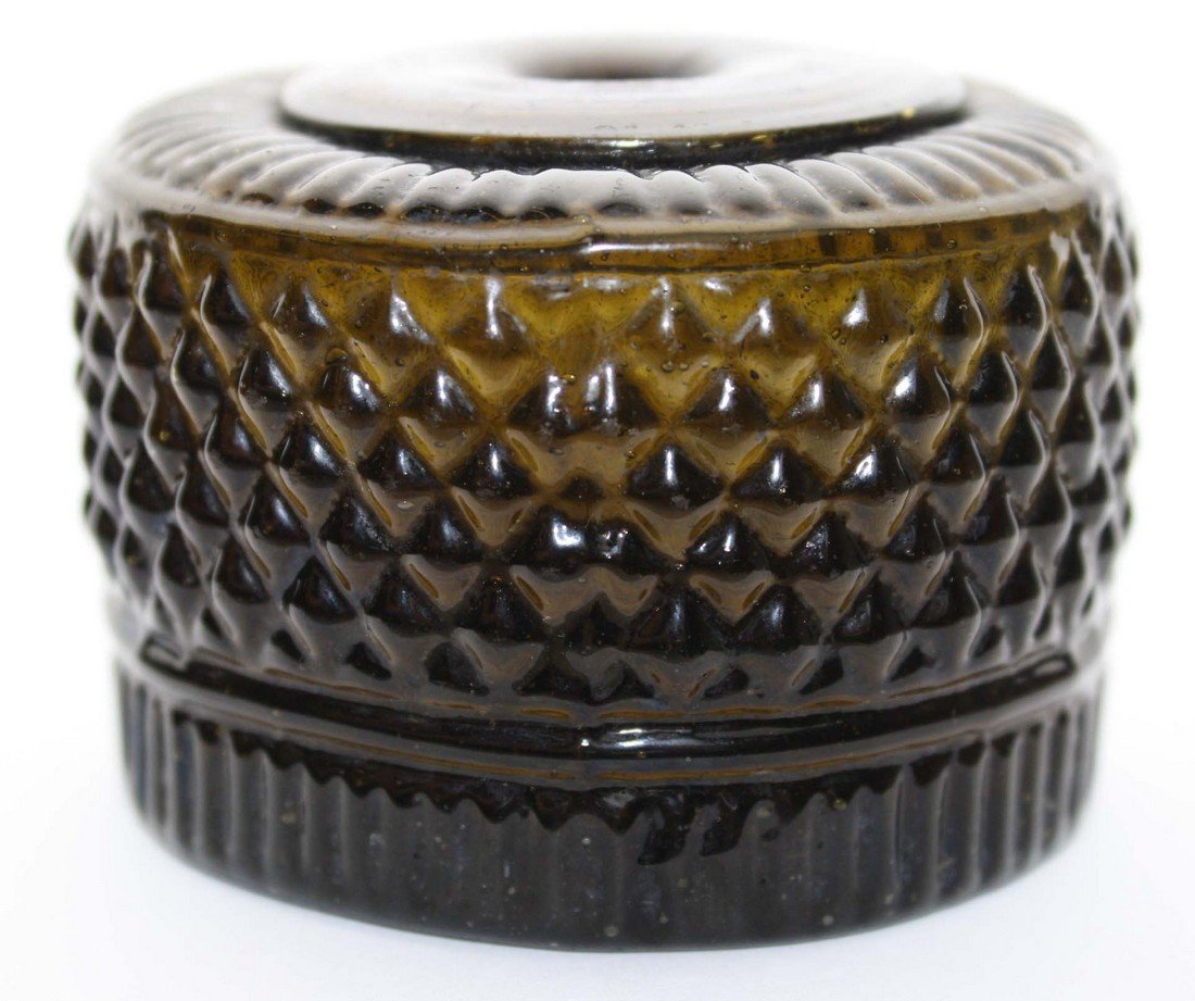 19th c blown three mold geometric inkwell, G II-18, (1 of 5)