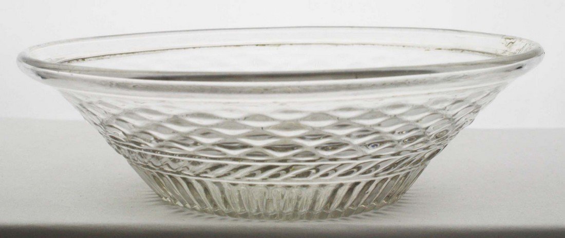 19th c blown three mold geometric dish, GII-22, rayed (1 of 6)