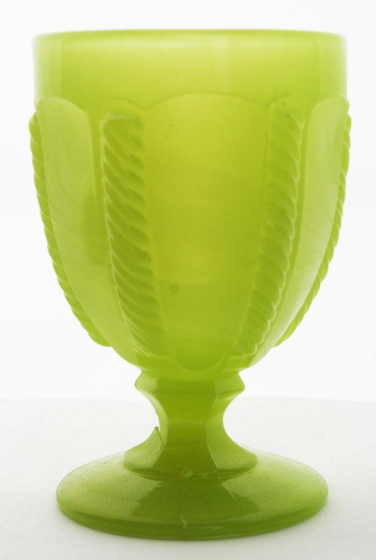 19th c pattern molded egg cup, light yellow green cable (1 of 5)