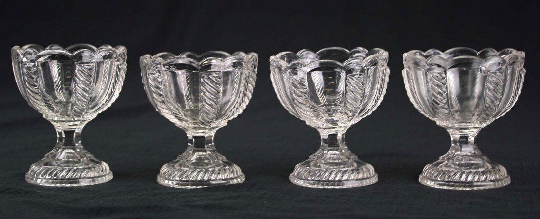 set of four 19th c pattern molded footed master salts, (1 of 3)