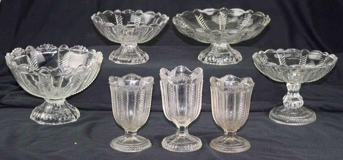 seven pieces of 19th c pattern molded table ware, clear (1 of 1)