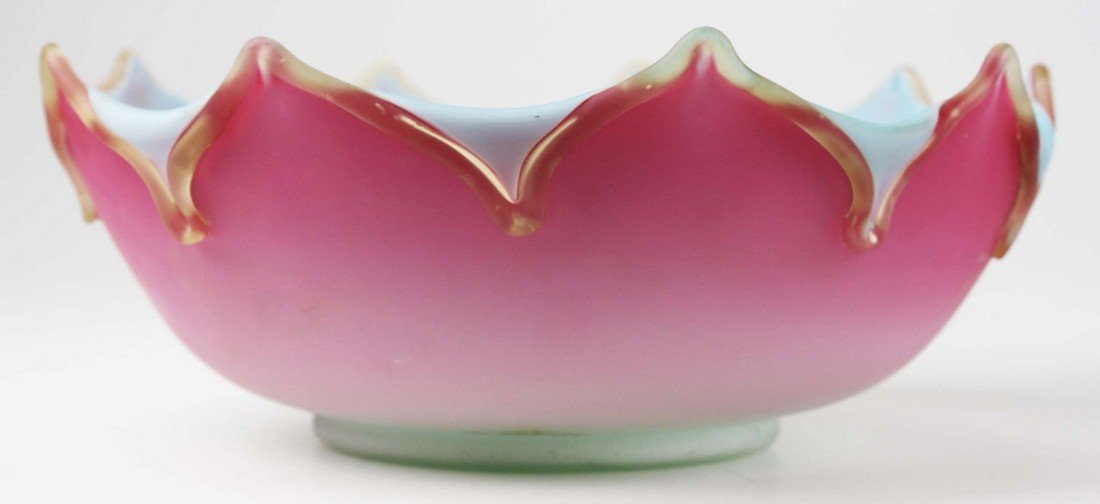 late 19th c triple cased peachblow glass centerpiece (1 of 7)