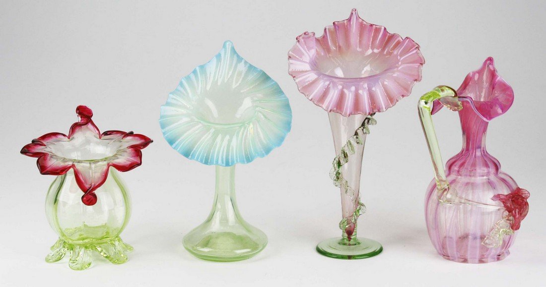 four late 19th c blown glass jack in the pulpit vases & (1 of 6)