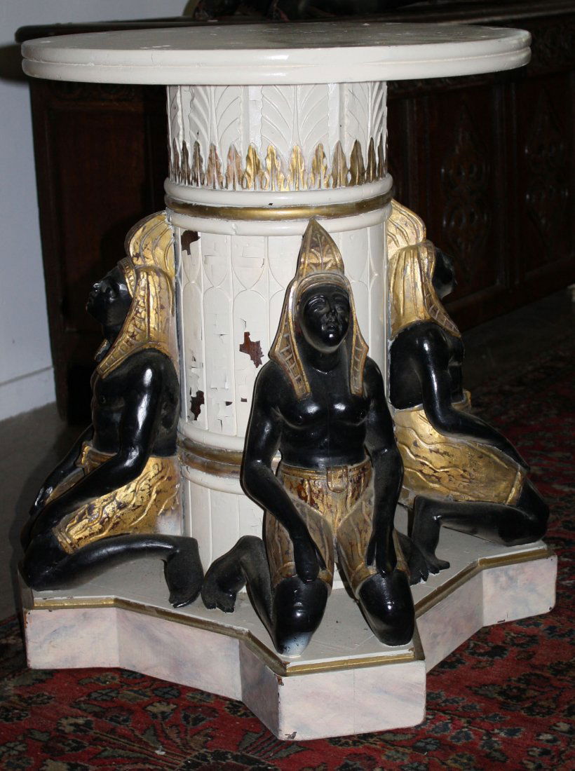 Egyptian Revival dining table with figural base 120x (1 of 2)