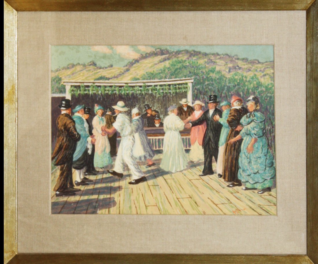 Square Dancers at Tunbridge Fair signed Hoffman 16 x: Square Dancers at Tunbridge Fair signed Hoffman 16 x 20" 20th c lithograph