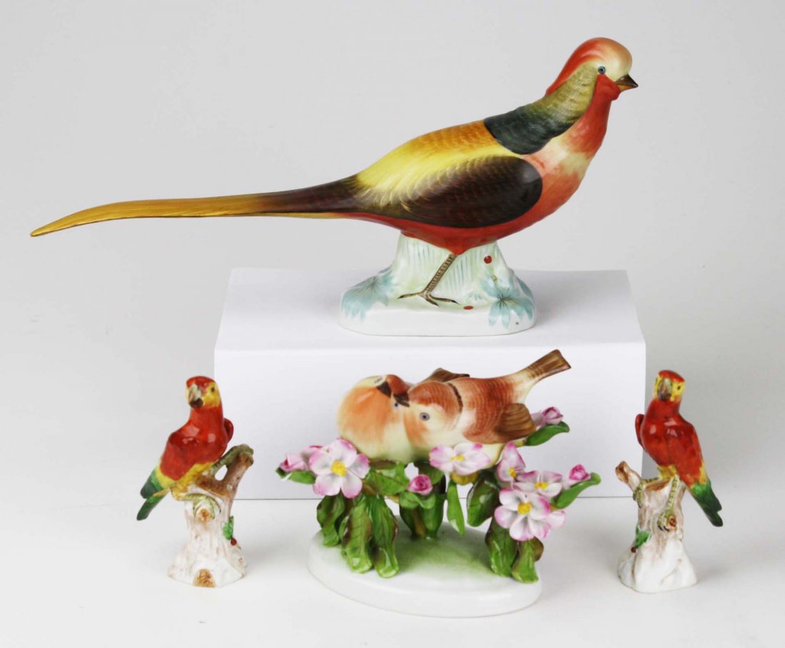 Four Herend porcelain bird figures incl. pheasant, two (1 of 7)