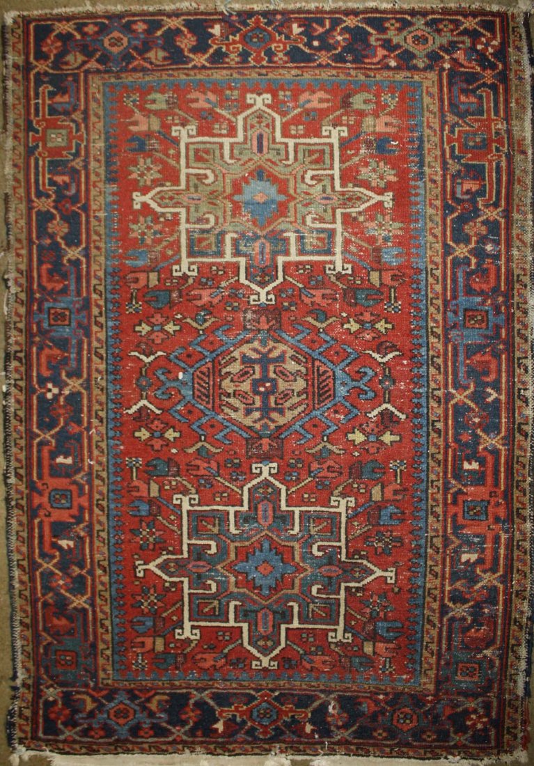 early 20th c Persian area rug, 3' 5” x 4' 6” (1 of 2)