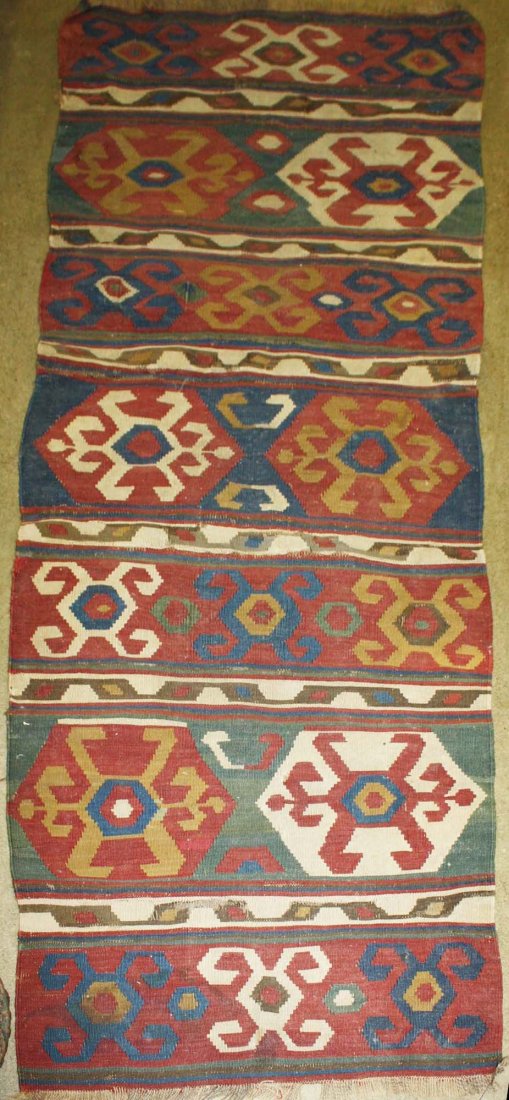 20th c Kilim runner, 2' 6” x 6' 7” (1 of 3)