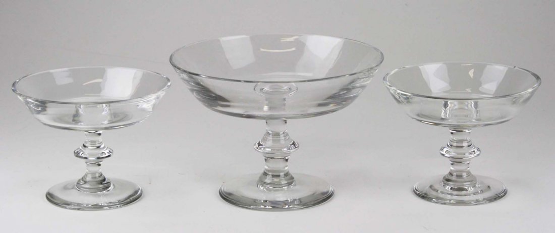 Three Val St. Lambert blown art glass crystal knob stem (1 of 2)