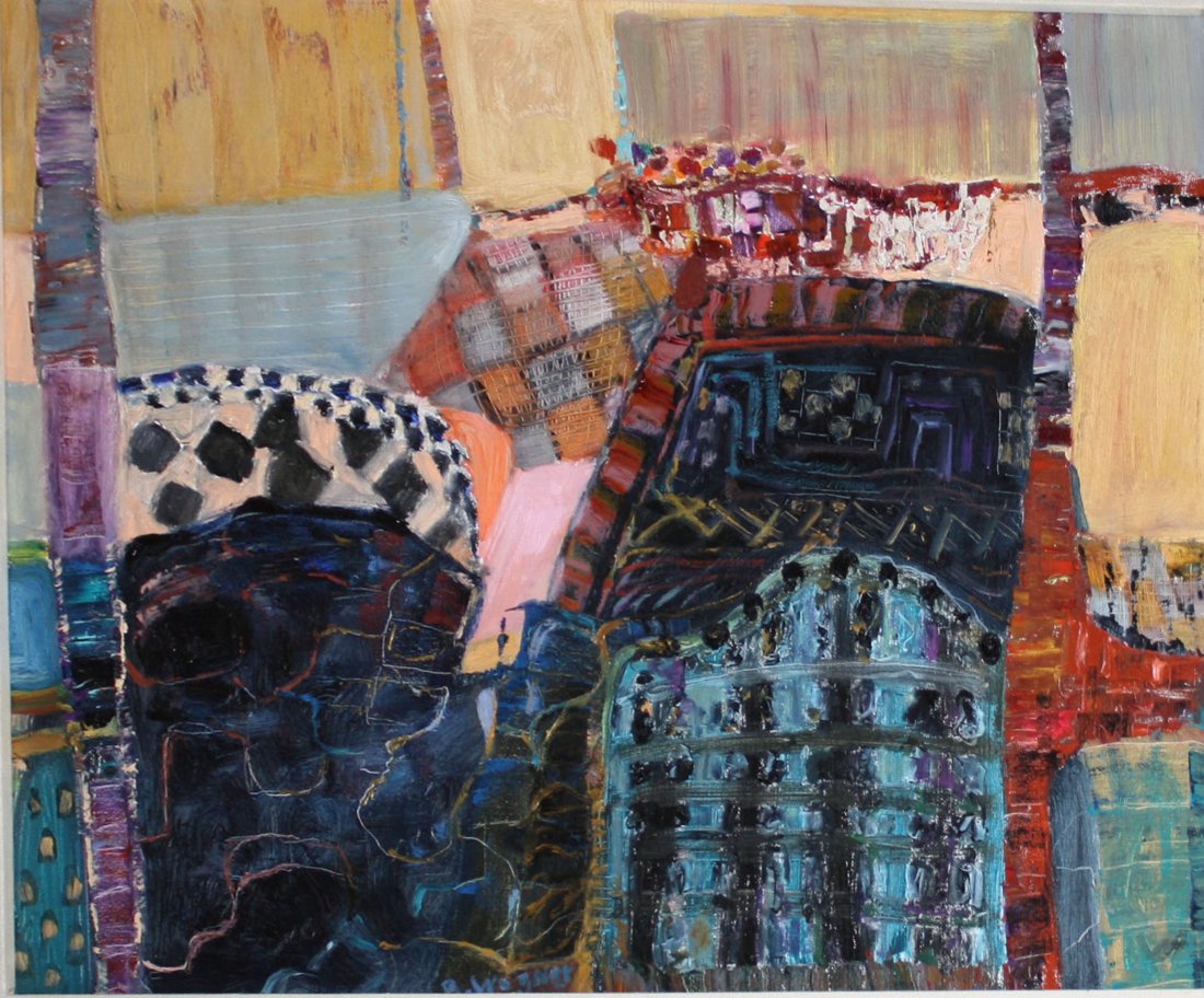 Barbara Wagner (VT 20th c) Abstract on canvas o/c 24 x: Barbara Wagner (VT 20th c) Abstract on canvas o/c 24 x 29" signed lower edge