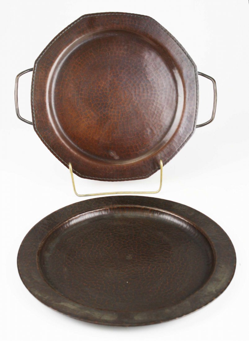 2 Roycroft signed Arts & Crafts hammered copper serving (1 of 2)
