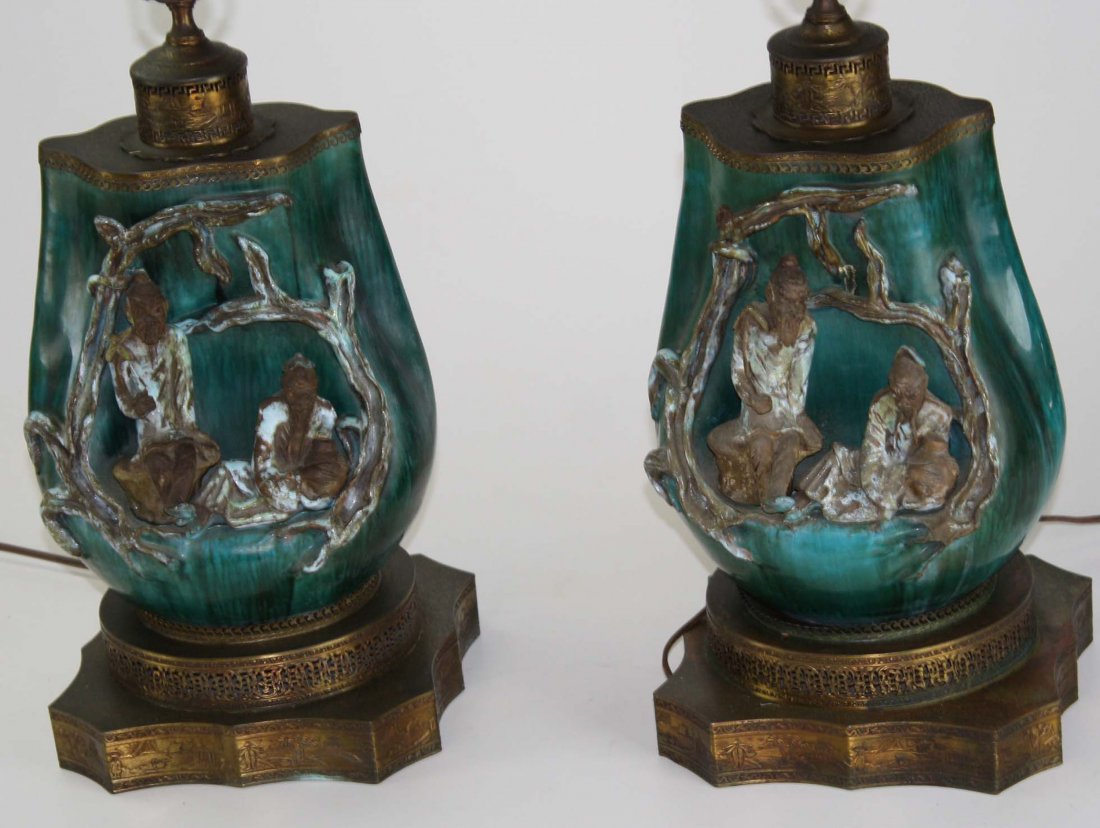 pr of mid 20th c Chinese lamps with brass mountings (1 of 1)